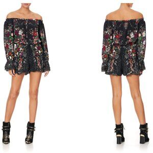 Camilla 100% Silk Long Sleeve Playsuit Romper L